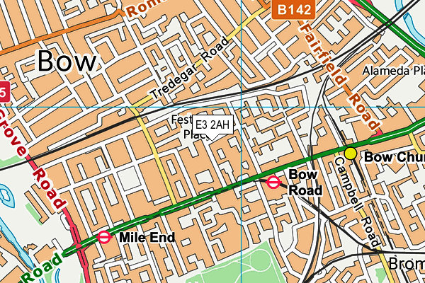 E3 2AH map - OS VectorMap District (Ordnance Survey)