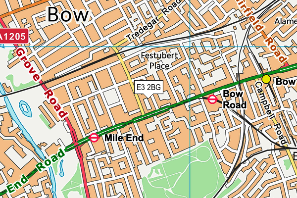 E3 2BG map - OS VectorMap District (Ordnance Survey)