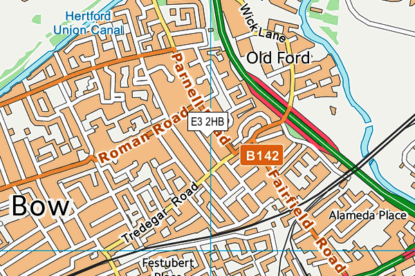 E3 2HB map - OS VectorMap District (Ordnance Survey)