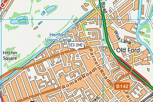 E3 2HE map - OS VectorMap District (Ordnance Survey)