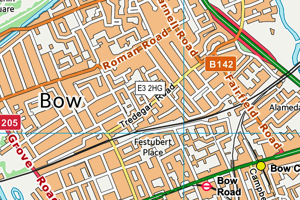 E3 2HG map - OS VectorMap District (Ordnance Survey)