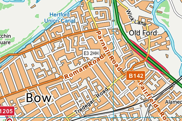 E3 2HH map - OS VectorMap District (Ordnance Survey)