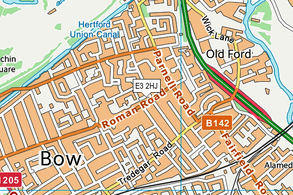 E3 2HJ map - OS VectorMap District (Ordnance Survey)