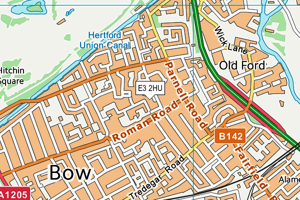 E3 2HU map - OS VectorMap District (Ordnance Survey)