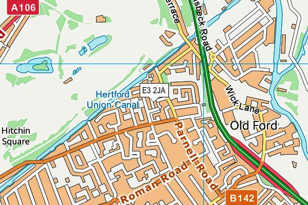 E3 2JA map - OS VectorMap District (Ordnance Survey)