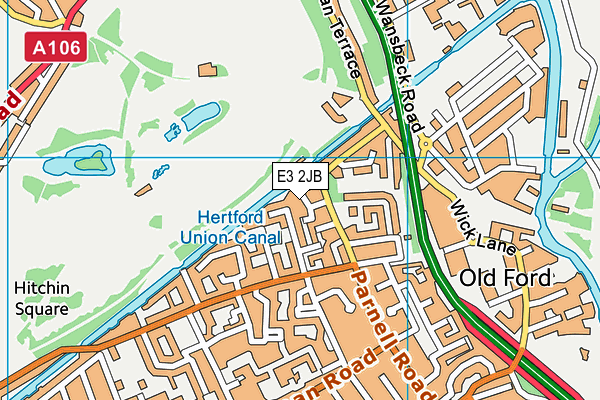 E3 2JB map - OS VectorMap District (Ordnance Survey)