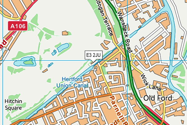 E3 2JU map - OS VectorMap District (Ordnance Survey)