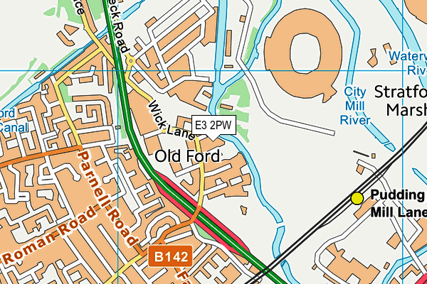 E3 2PW map - OS VectorMap District (Ordnance Survey)