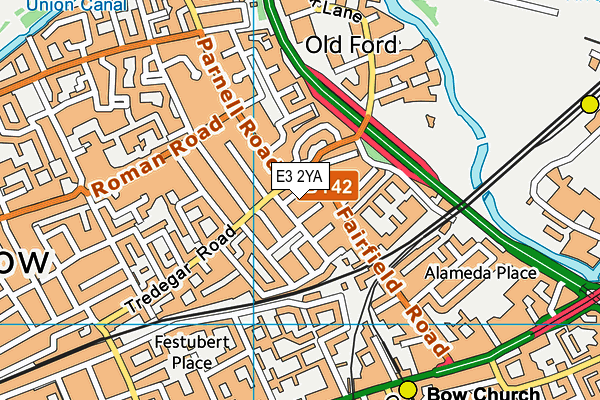 E3 2YA map - OS VectorMap District (Ordnance Survey)