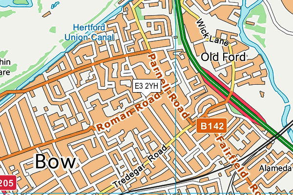 E3 2YH map - OS VectorMap District (Ordnance Survey)