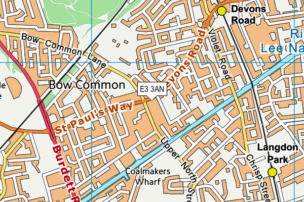 E3 3AN map - OS VectorMap District (Ordnance Survey)