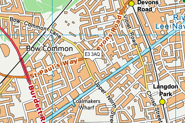 E3 3AQ map - OS VectorMap District (Ordnance Survey)