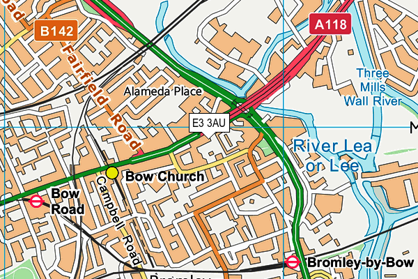 E3 3AU map - OS VectorMap District (Ordnance Survey)