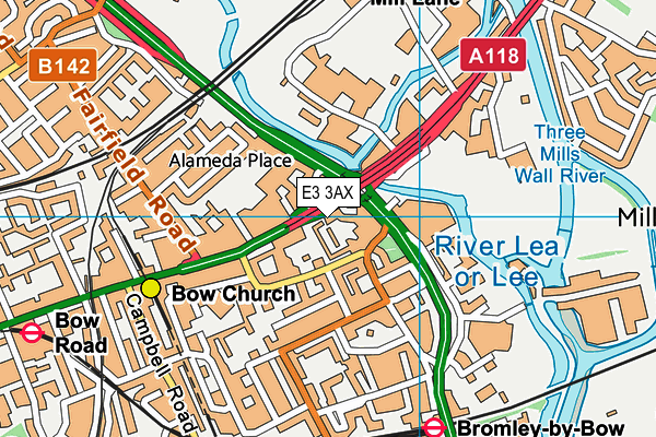 E3 3AX map - OS VectorMap District (Ordnance Survey)