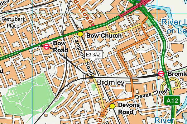 E3 3AZ map - OS VectorMap District (Ordnance Survey)