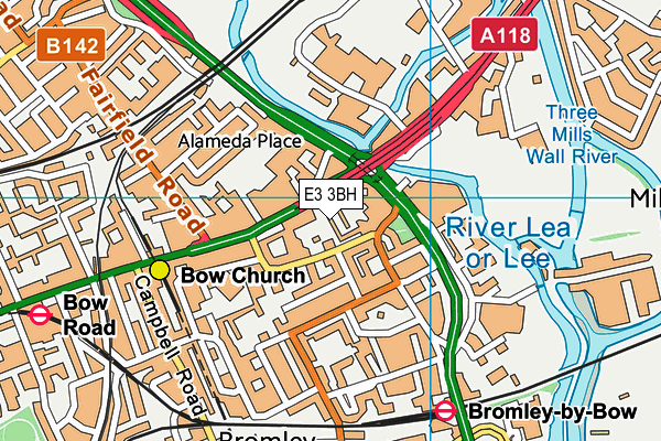 E3 3BH map - OS VectorMap District (Ordnance Survey)