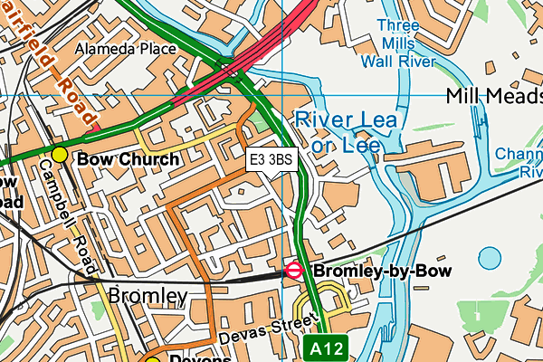 E3 3BS map - OS VectorMap District (Ordnance Survey)