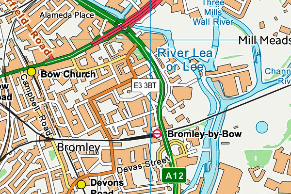 E3 3BT map - OS VectorMap District (Ordnance Survey)