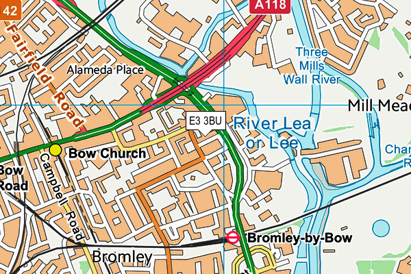 E3 3BU map - OS VectorMap District (Ordnance Survey)