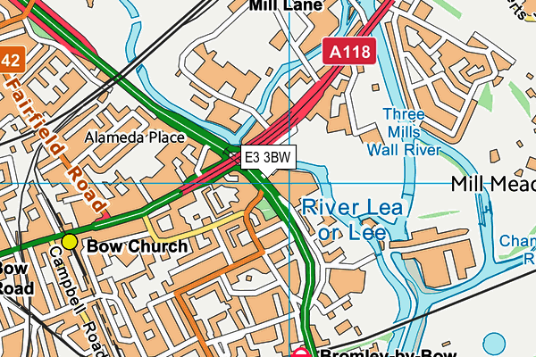 E3 3BW map - OS VectorMap District (Ordnance Survey)