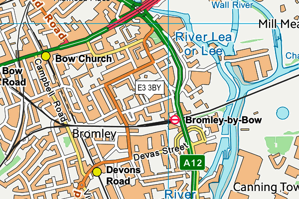 E3 3BY map - OS VectorMap District (Ordnance Survey)