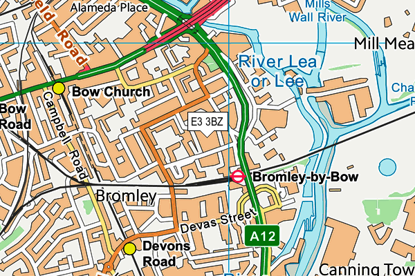 E3 3BZ map - OS VectorMap District (Ordnance Survey)