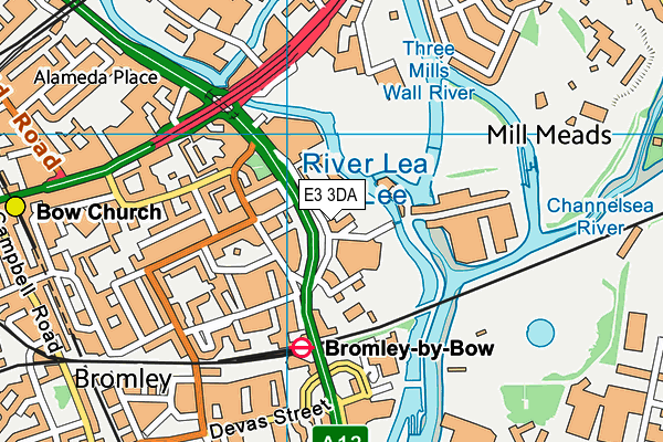 E3 3DA map - OS VectorMap District (Ordnance Survey)