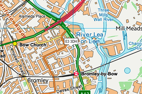 E3 3DH map - OS VectorMap District (Ordnance Survey)