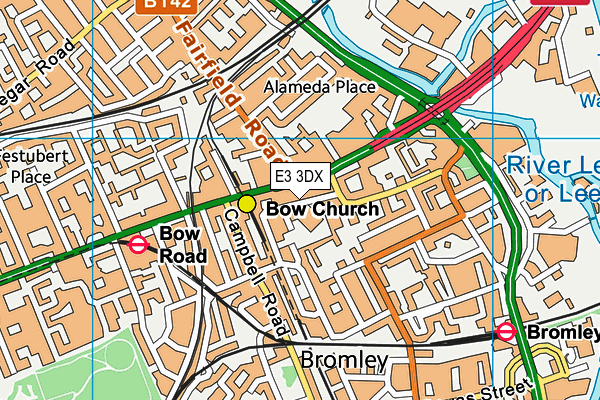 E3 3DX map - OS VectorMap District (Ordnance Survey)