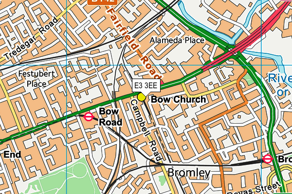 E3 3EE map - OS VectorMap District (Ordnance Survey)