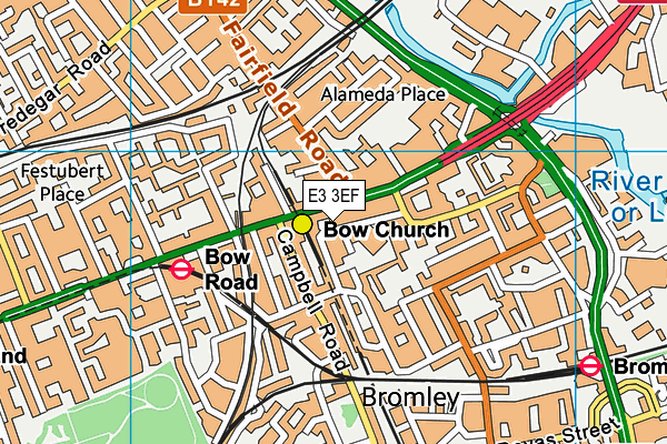 E3 3EF map - OS VectorMap District (Ordnance Survey)