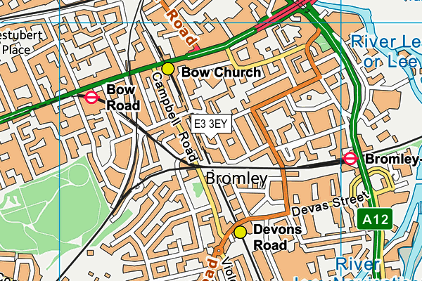 E3 3EY map - OS VectorMap District (Ordnance Survey)