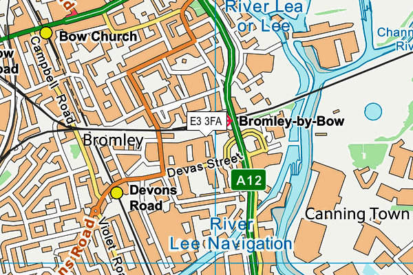 E3 3FA map - OS VectorMap District (Ordnance Survey)