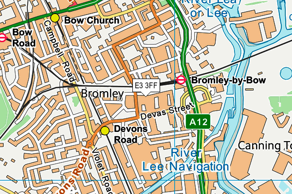 E3 3FF map - OS VectorMap District (Ordnance Survey)