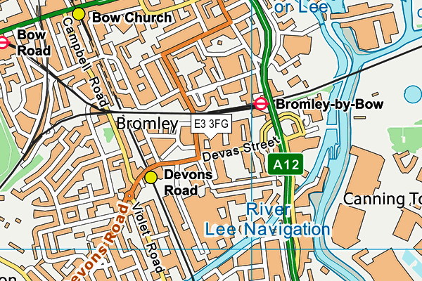 E3 3FG map - OS VectorMap District (Ordnance Survey)