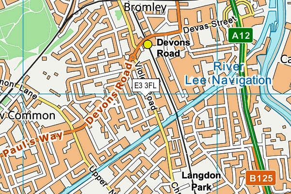 E3 3FL map - OS VectorMap District (Ordnance Survey)