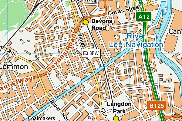 Energie Fitness (Bow) map (E3 3FW) - OS VectorMap District (Ordnance Survey)