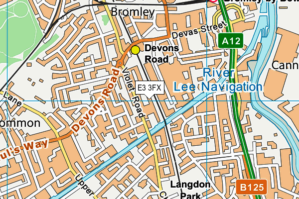 E3 3FX map - OS VectorMap District (Ordnance Survey)