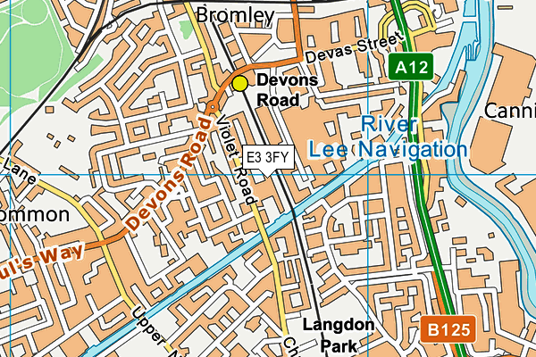 E3 3FY map - OS VectorMap District (Ordnance Survey)