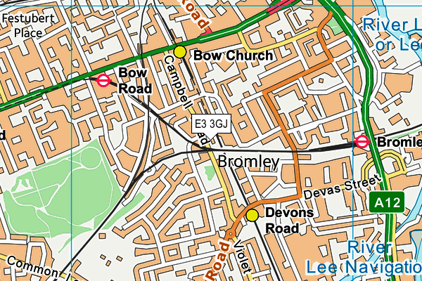 E3 3GJ map - OS VectorMap District (Ordnance Survey)