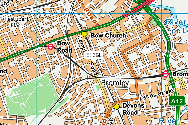 E3 3GL map - OS VectorMap District (Ordnance Survey)