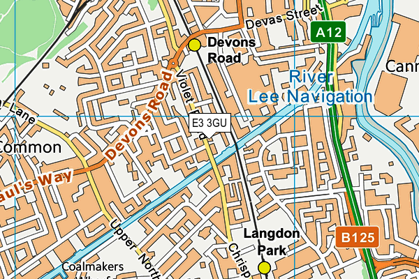 E3 3GU map - OS VectorMap District (Ordnance Survey)