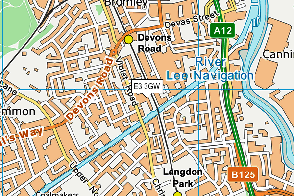 E3 3GW map - OS VectorMap District (Ordnance Survey)