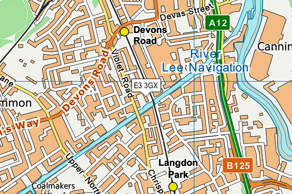 E3 3GX map - OS VectorMap District (Ordnance Survey)