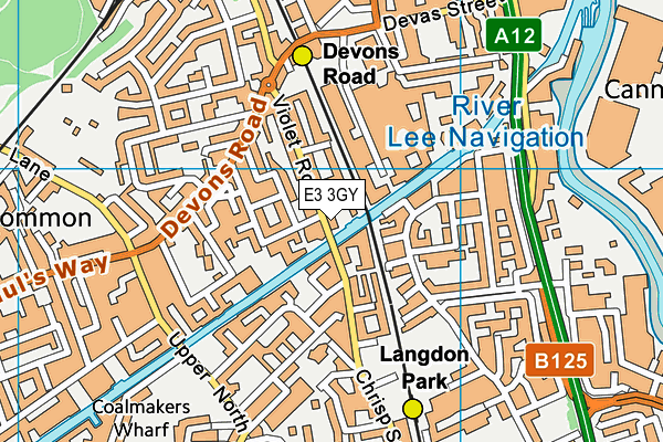 E3 3GY map - OS VectorMap District (Ordnance Survey)
