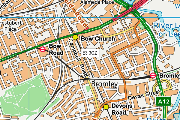 E3 3GZ map - OS VectorMap District (Ordnance Survey)