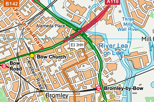 E3 3HH map - OS VectorMap District (Ordnance Survey)