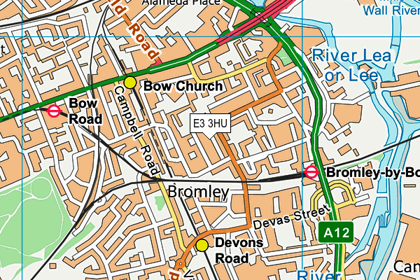 E3 3HU map - OS VectorMap District (Ordnance Survey)