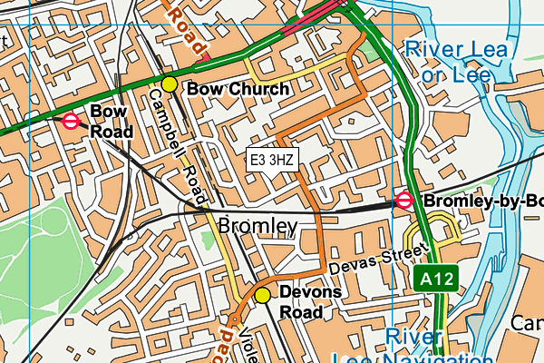 E3 3HZ map - OS VectorMap District (Ordnance Survey)