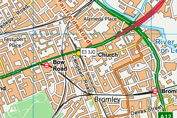 E3 3JD map - OS VectorMap District (Ordnance Survey)